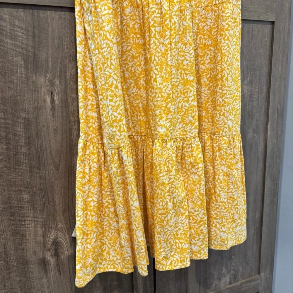 J. Crew Factory Linen Blend Printed Tiered Dress  Yellow Floral size 10